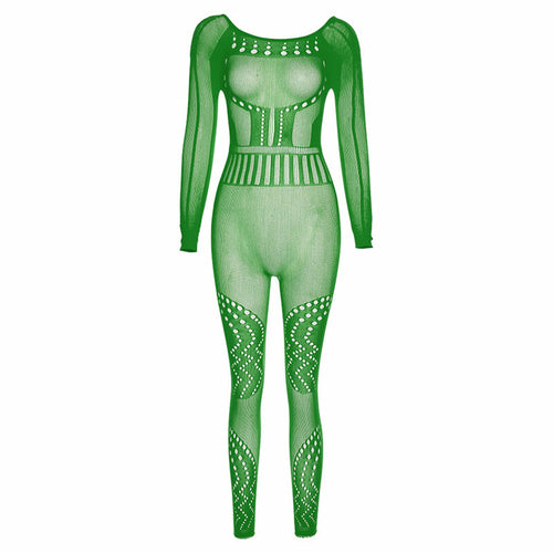 Hollow-Out Mesh Bodysuit with Butt-Lifting Design