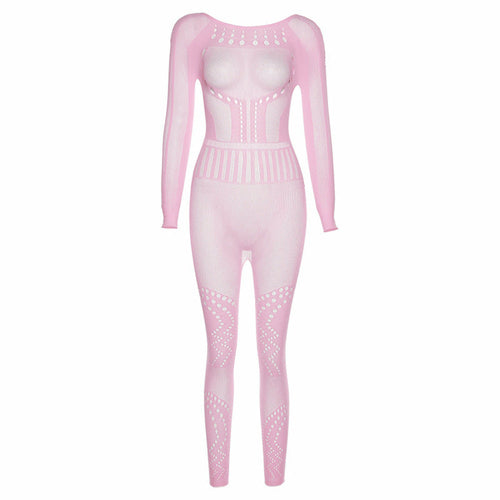 Hollow-Out Mesh Bodysuit with Butt-Lifting Design