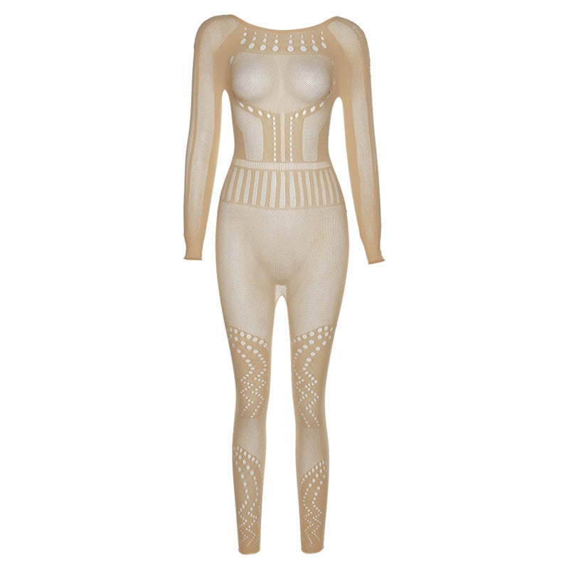 Hollow-Out Mesh Bodysuit with Butt-Lifting Design