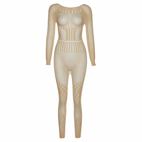 Hollow-Out Mesh Bodysuit with Butt-Lifting Design