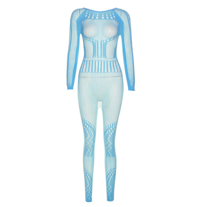 Hollow-Out Mesh Bodysuit with Butt-Lifting Design