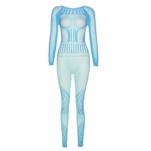 Hollow-Out Mesh Bodysuit with Butt-Lifting Design