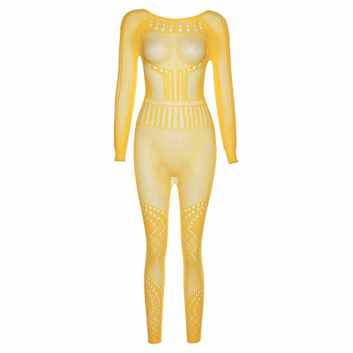 Hollow-Out Mesh Bodysuit with Butt-Lifting Design