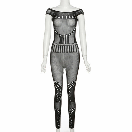 Hollow-Out Mesh Bodysuit with Butt-Lifting Design