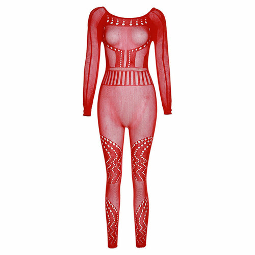 Hollow-Out Mesh Bodysuit with Butt-Lifting Design