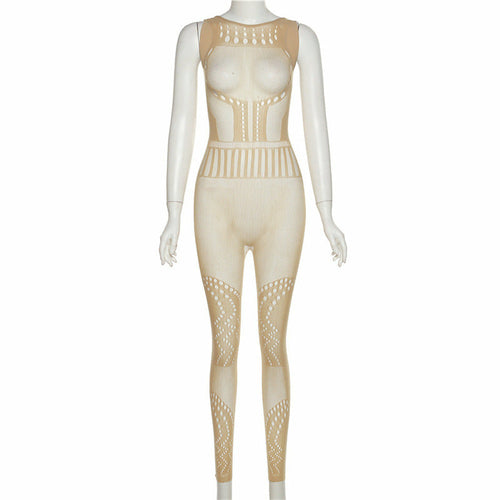 Hollow-Out Mesh Bodysuit with Butt-Lifting Design