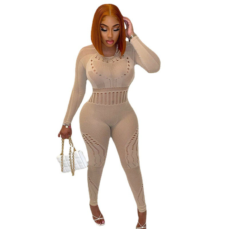 Hollow-Out Mesh Bodysuit with Butt-Lifting Design