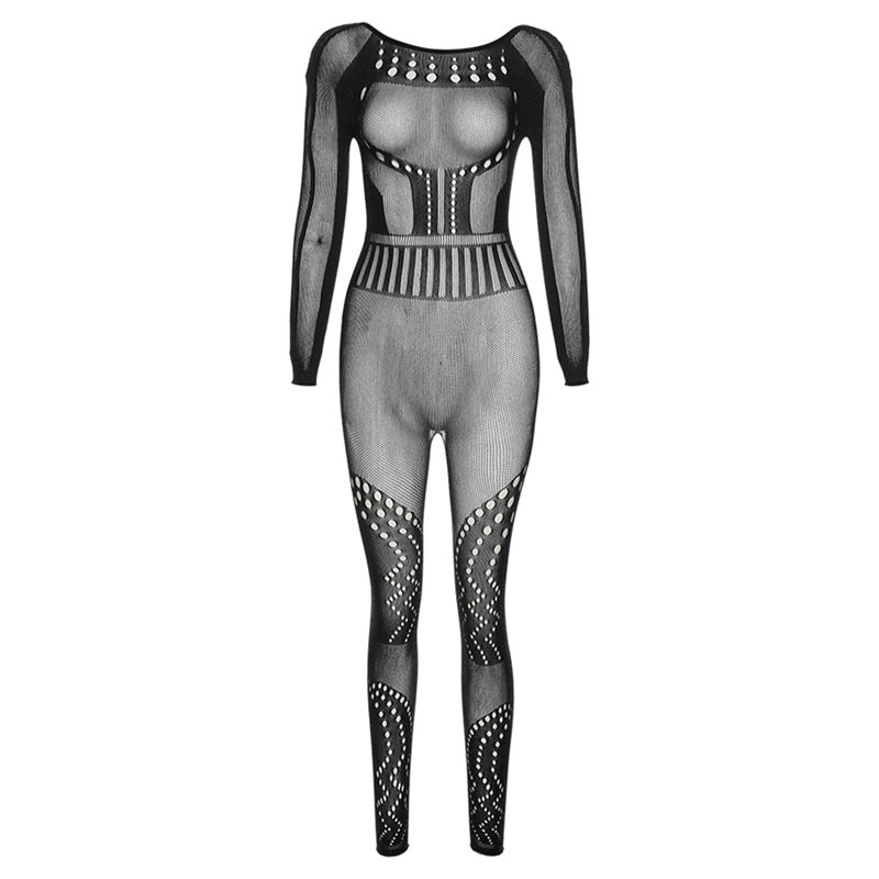 Hollow-Out Mesh Bodysuit with Butt-Lifting Design