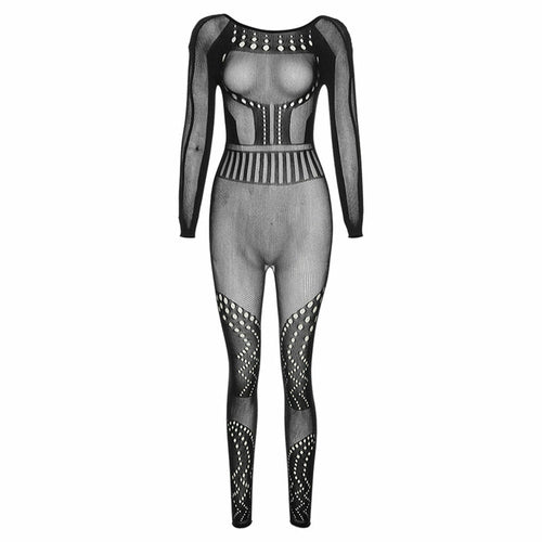 Hollow-Out Mesh Bodysuit with Butt-Lifting Design