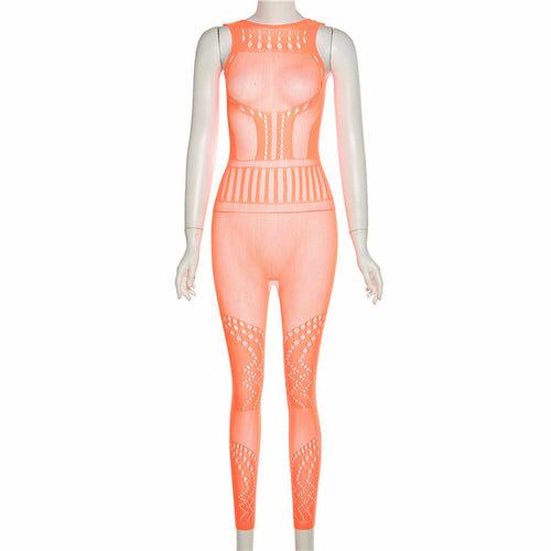 Hollow-Out Mesh Bodysuit with Butt-Lifting Design