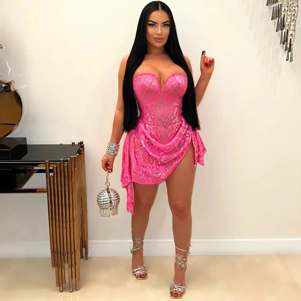 Sequin Ruffle Bodycon Dress