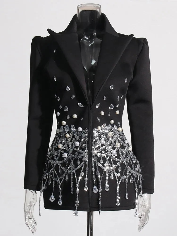 TWOTWINSTYLE Patchwork Sequins Temperament Blazer Dress