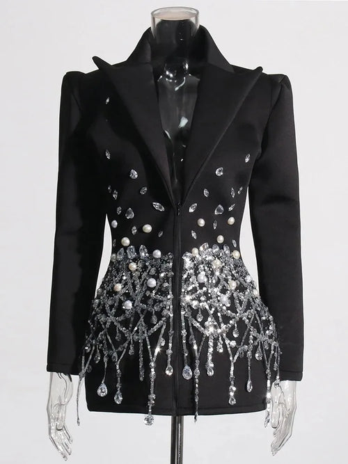 TWOTWINSTYLE Patchwork Sequins Temperament Blazer Dress