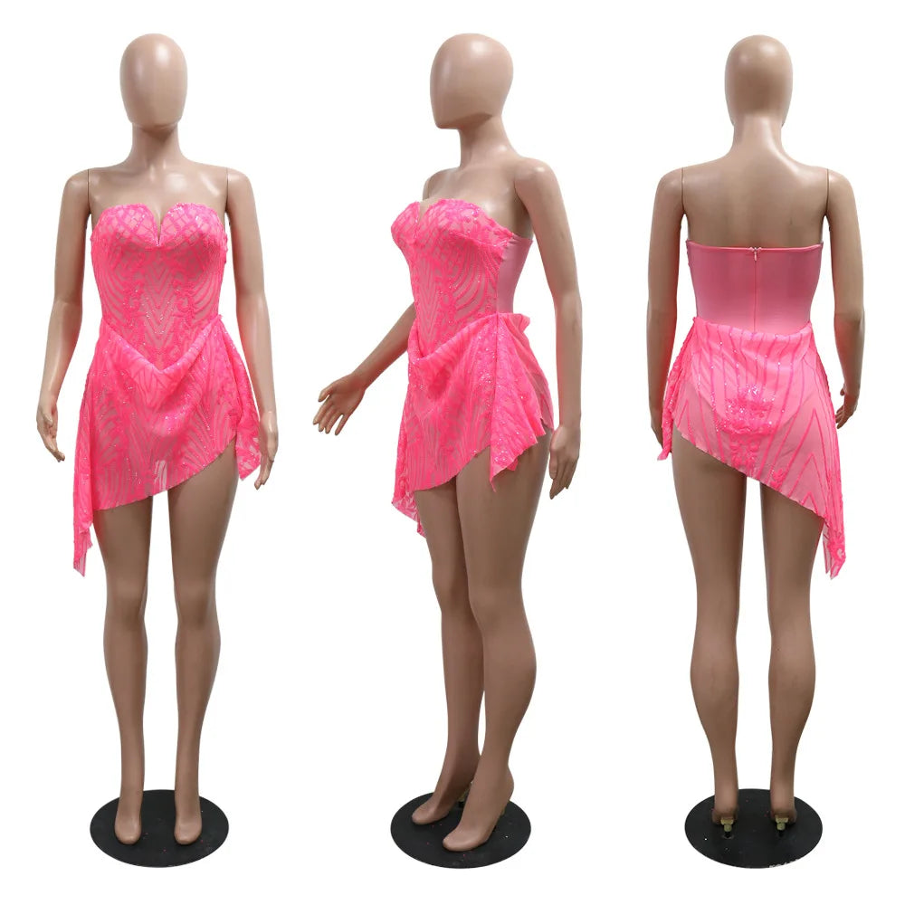 Sequin Ruffle Bodycon Dress