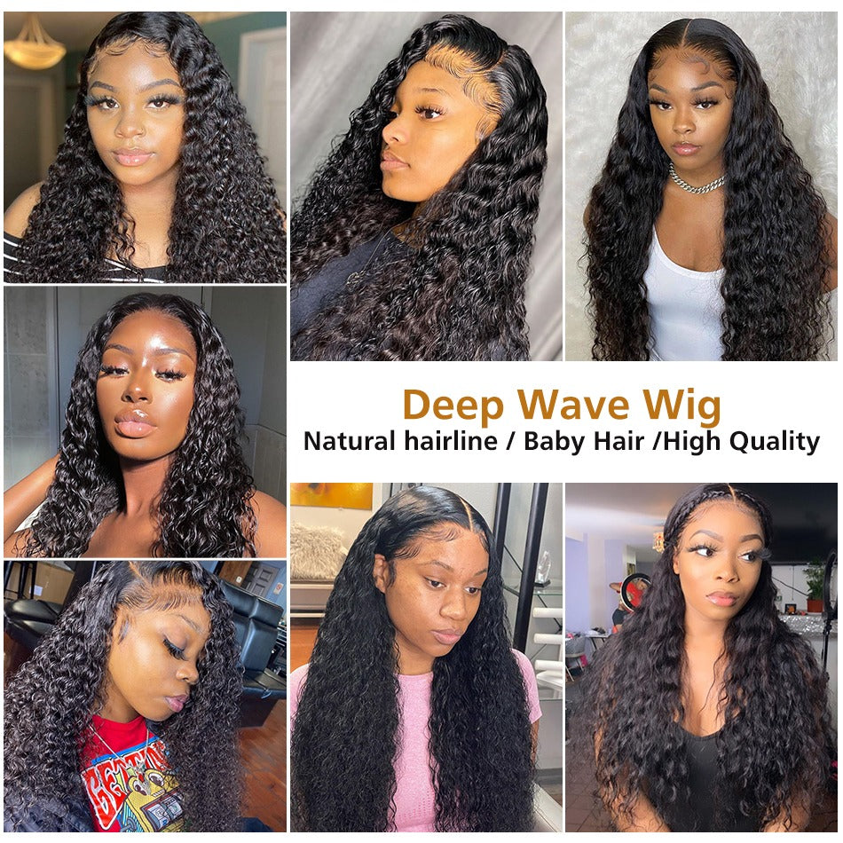 HD Transparent Lace Frontal Wig Deep Wave 200% Density 13x4
