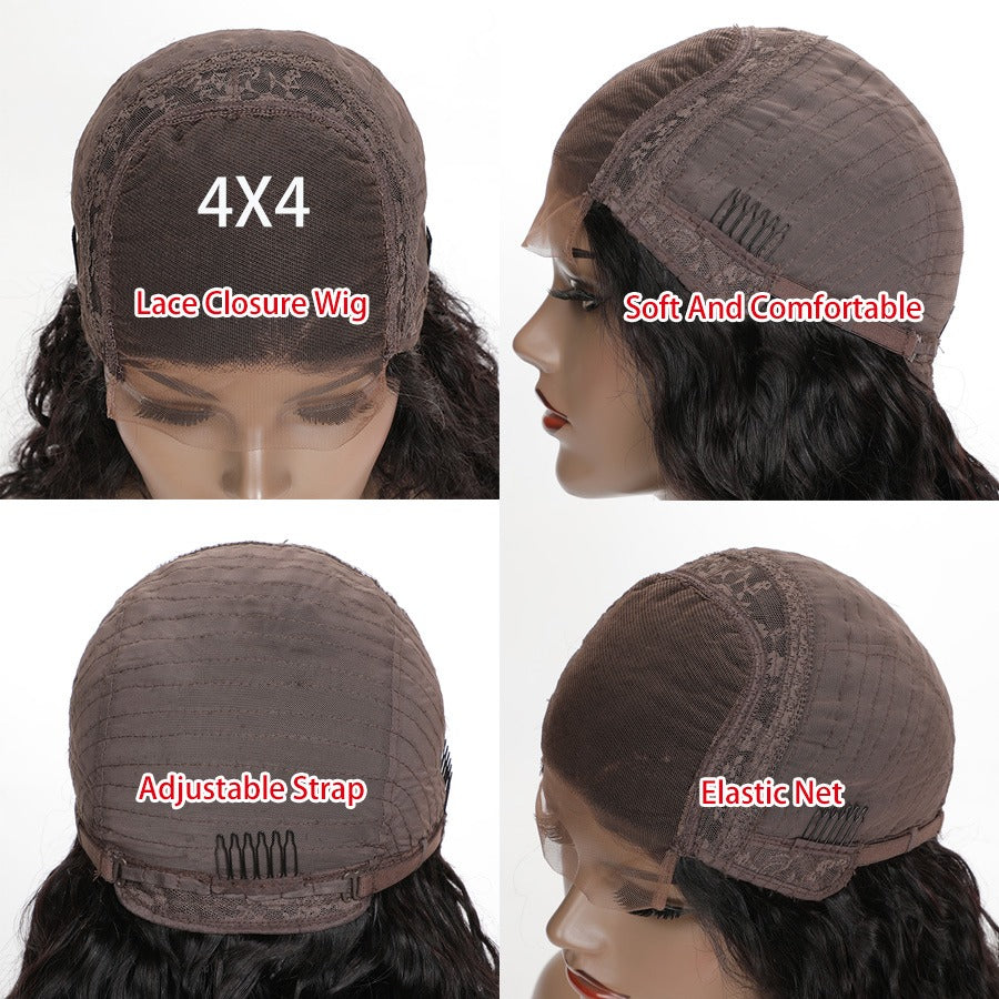 Lace Front Wig Jerry Curl Short Bob 180% Density 4x4 13x4