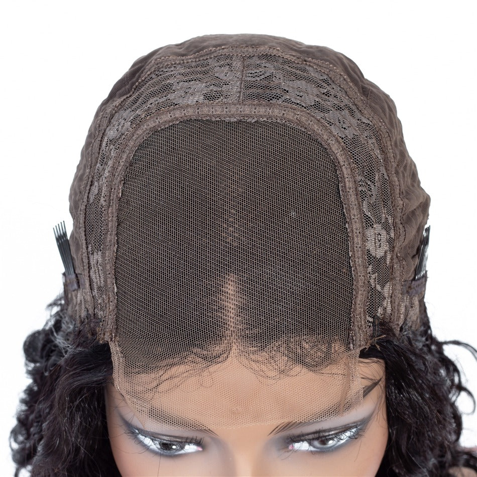 Lace Front Wig Jerry Curl Short Bob 180% Density 4x4 13x4