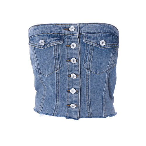 Denim Button Top