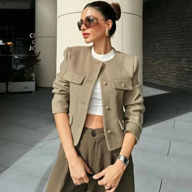 TRAF Long Sleeve Cropped Jacket