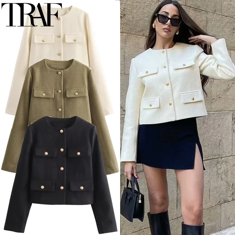 TRAF Long Sleeve Cropped Jacket