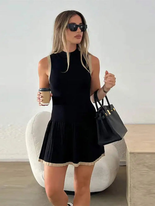 Chic Knitted Ribbed Mini Dress