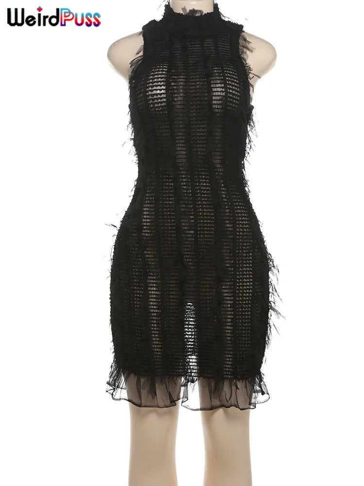 Weird Puss Knitted Tassel Dress