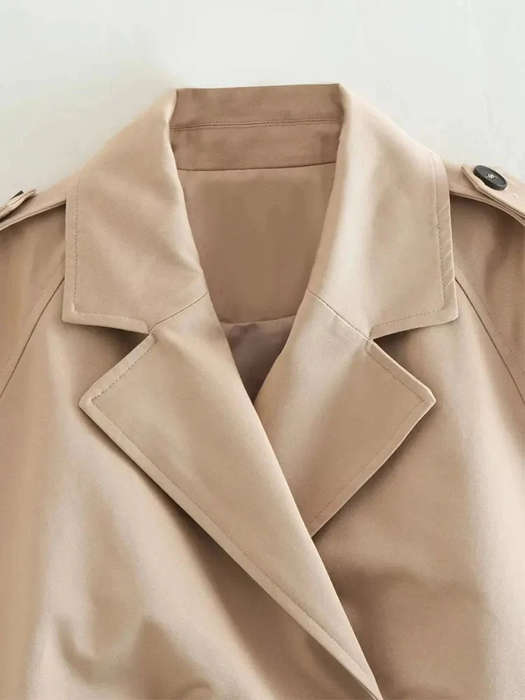 Luxe Belted Cropped Trench Jacket – Vintage Streetwear Style