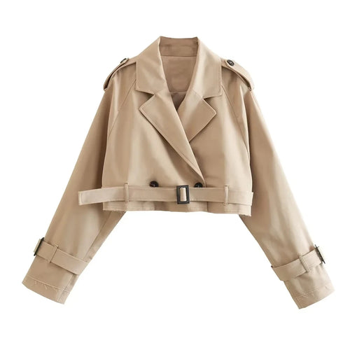 Luxe Belted Cropped Trench Jacket – Vintage Streetwear Style
