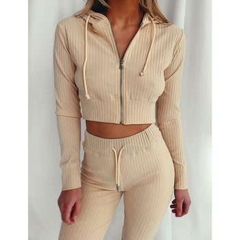Hooded Zipped Crop Top Two Co-cords