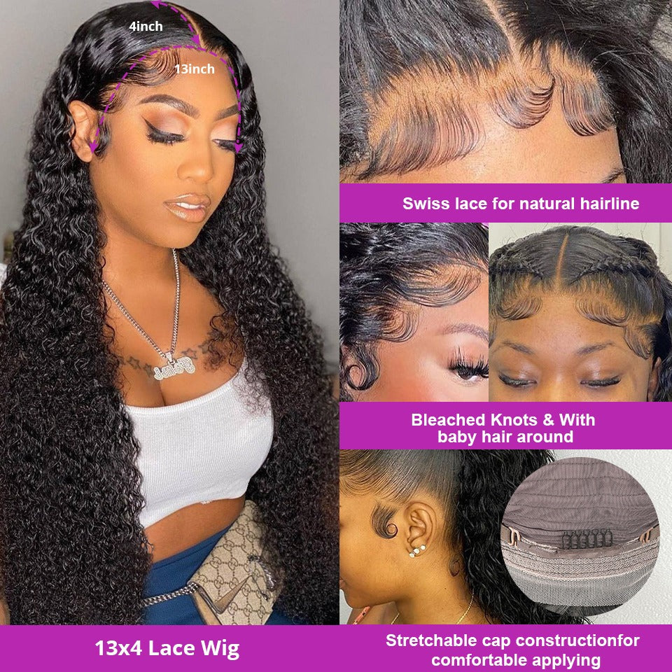 HD Transparent Lace Front Jerry Curl Wig 200% Density 13x4